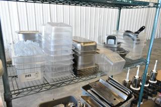 ALL ONE MONEY! Tier Lot of Various Items Including Stainless Steel Drop In Bins, Poly Drop In Bins and Metal Bowls