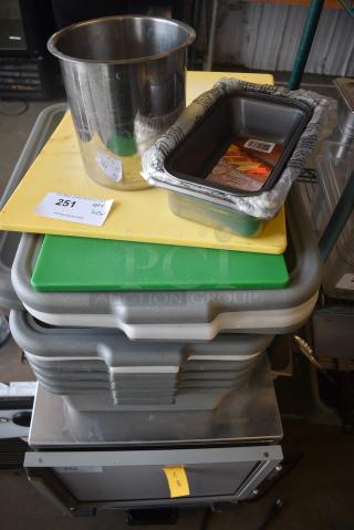 20 Various Items Including Cutting Boards and Poly Bus Bins. 20 Times Your Bid!