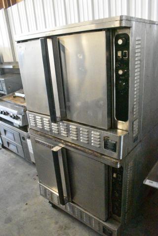 2 Blodgett Stainless Steel Commercial Natural Gas Powered Full Size Convection Oven w/ Solid Doors, Metal Oven Racks and Thermostatic Controls on Commercial Casters. 2 Times Your Bid!
