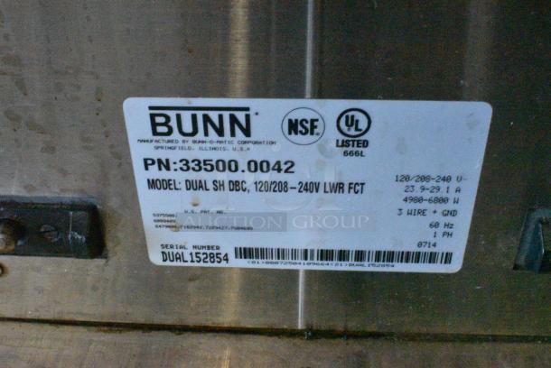 Bunn DUAL SH DBC Stainless Steel Commercial Countertop Double Coffee Machine w/ 2 Hot Water Dispenser, 2 Satellite Servers and 2 Brew Baskets. 120/208-240 Volts, 1 Phase. - Image 5 of 6