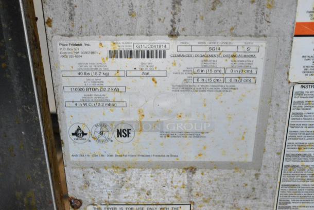 Pitco Frialator SG14 Stainless Steel Commercial Floor Style Natural Gas Powered Deep Fat Fryer. 110,000 BTU. - Image 5 of 5