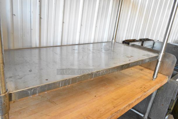 Butcher Block Wooden Table w/ Metal Under Shelf. - Image 2 of 4