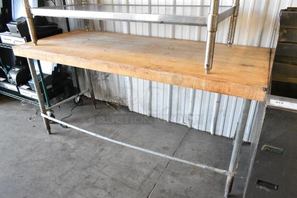 Butcher Block Wooden Table - Image 2 of 3