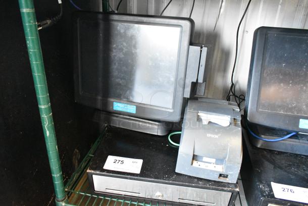 Posiflex KS-6715G POS Monitor w/ Epson M188B Receipt Printer and Metal Cash Drawer. - Image 1 of 9