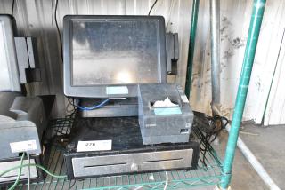 Posiflex KS-6715G POS Monitor w/ Epson M244A Receipt Printer and Metal Cash Drawer.