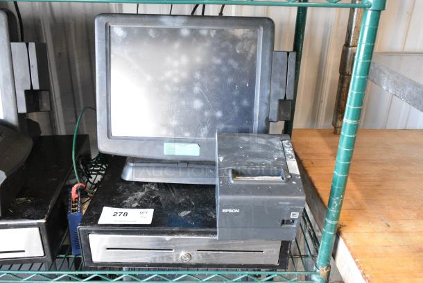 Posiflex KS-6715G POS Monitor w/ Epson M244A Receipt Printer and Metal Cash Drawer. - Image 1 of 8