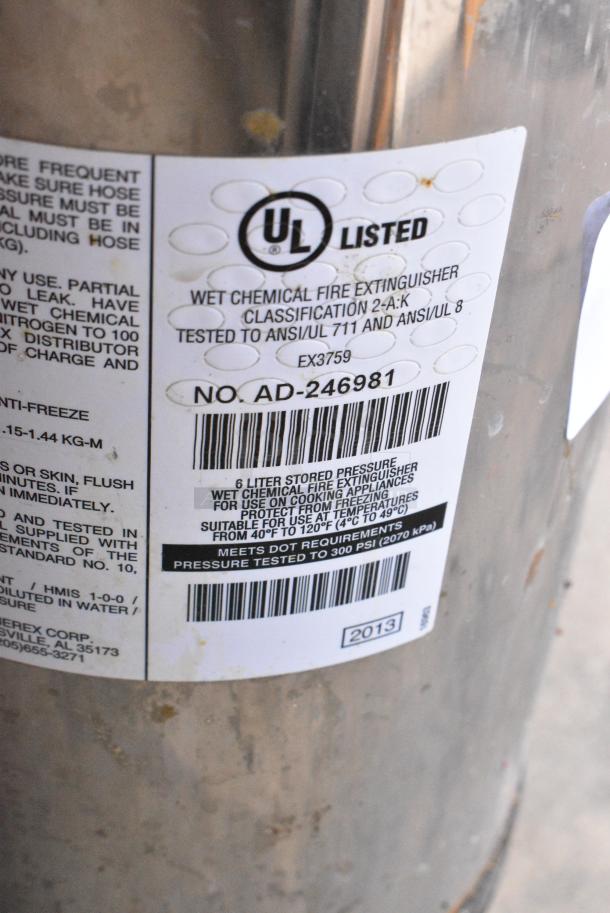 Amerex Wet Chemical Fire Extinguisher. Buyer Must Pick Up - We Will Not Ship This Item. - Image 5 of 5