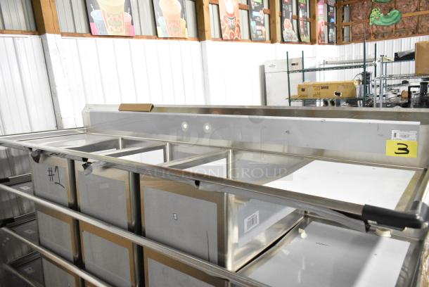 BRAND NEW SCRATCH AND DENT! Regency 600S32030224 Stainless Steel 3 Bay Sink w/ Dual Drain Boards. No Legs. - Image 1 of 8