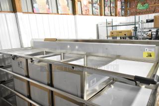 BRAND NEW SCRATCH AND DENT! Regency 600S32030224 Stainless Steel 3 Bay Sink w/ Dual Drain Boards. No Legs.