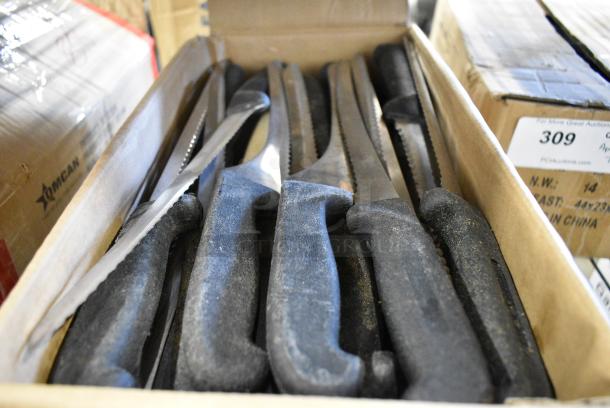 100 SHARPENED Stainless Steel Knives Including Serrated Bread Knife. 100 Times Your Bid! - Image 1 of 6