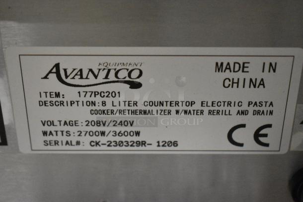 BRAND NEW SCRATCH AND DENT! Avantco 177PC201 2.1 Gallon / 8 Liter Electric Countertop Pasta Cooker / Rethermalizer. 208/240 Votls, 1 Phase. - Image 9 of 11