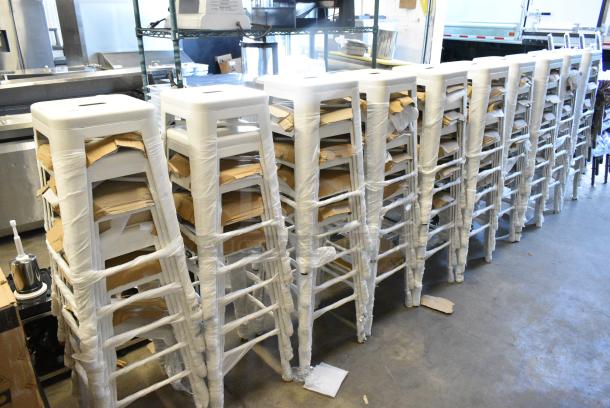 50 BRAND NEW SCRATCH AND DENT! Lancaster Table & Seating Alloy Series White Outdoor Backless Barstool. 50 Times Your Bid! - Image 5 of 5