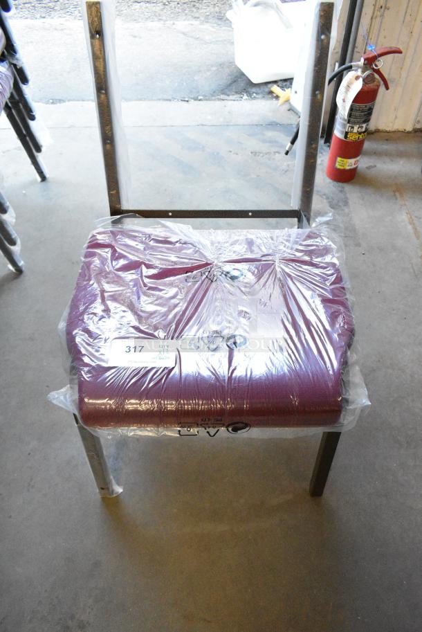 12 BRAND NEW SCRATCH AND DENT! Lancaster Table & Seating Chair with Burgundy Fabric. Comes w/ Backrests But Need to Be Attached. 12 Times Your Bid! - Image 1 of 7