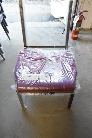 12 BRAND NEW SCRATCH AND DENT! Lancaster Table & Seating Chair with Burgundy Fabric. Comes w/ Backrests But Need to Be Attached. 12 Times Your Bid!
