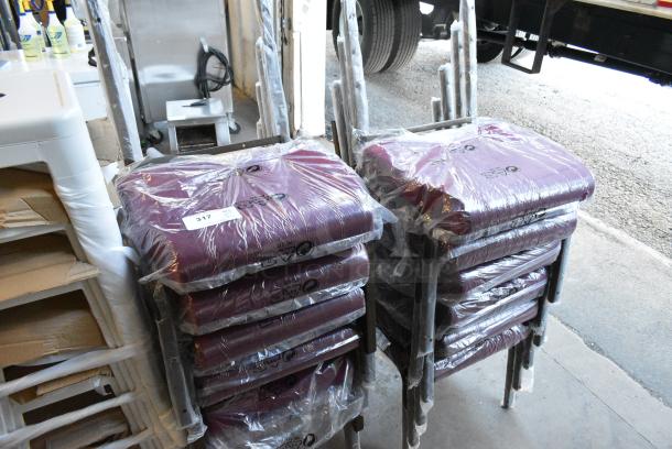 12 BRAND NEW SCRATCH AND DENT! Lancaster Table & Seating Chair with Burgundy Fabric. Comes w/ Backrests But Need to Be Attached. 12 Times Your Bid! - Image 7 of 7
