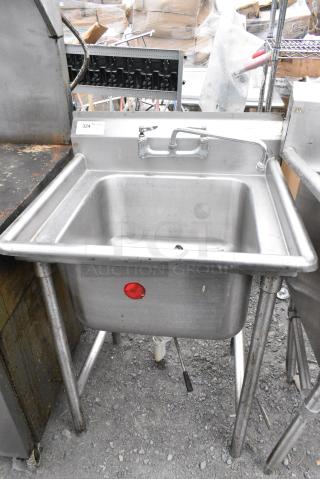Stainless Steel Single Bay Sink w/ Faucet and Handles.