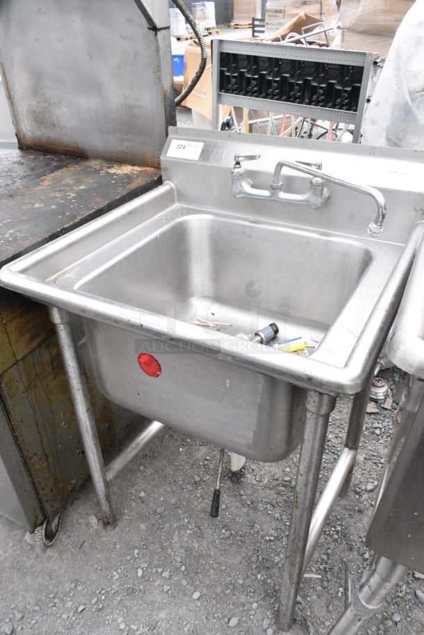 Stainless Steel Single Bay Sink w/ Faucet and Handles. - Image 2 of 6