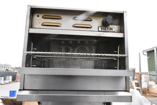 Vulcan Stainless Steel Commercial Natural Gas Powered Flat Top Griddle, Salamander Cheese Melter on Commercial Casters. - Image 7 of 7
