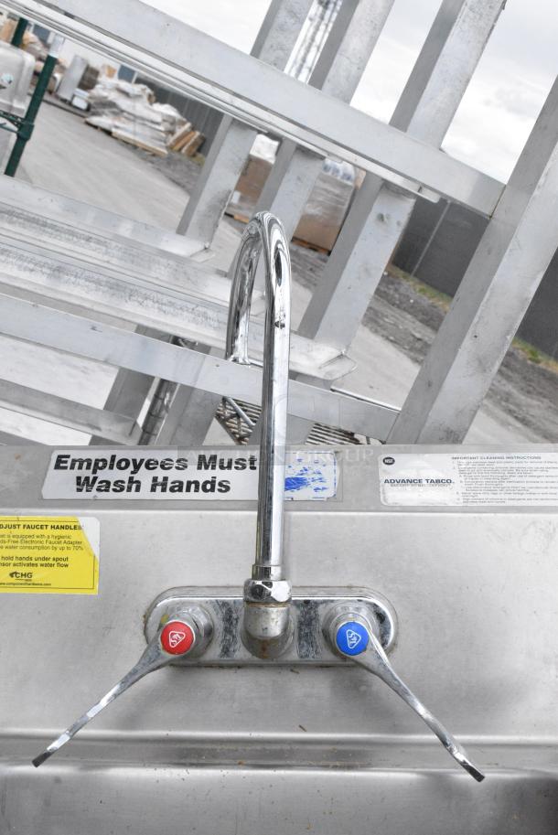 Stainless Steel Single Bay Wall Mount Sink w/ Faucet and Handles. - Image 3 of 5