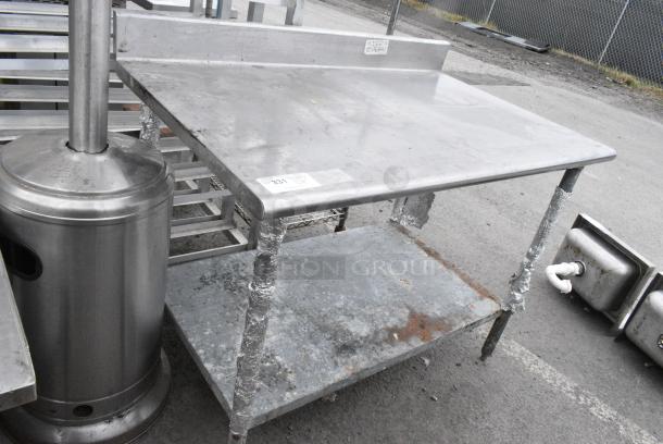 Stainless Steel Table w/ Back Splash and Metal Under Shelf. - Image 2 of 4