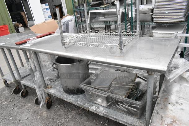 Stainless Steel Table w/ Contents and Under Shelf on Commercial Casters. - Image 2 of 7