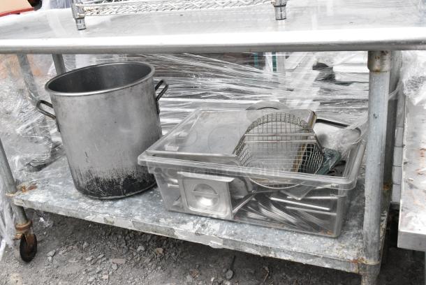 Stainless Steel Table w/ Contents and Under Shelf on Commercial Casters. - Image 4 of 7