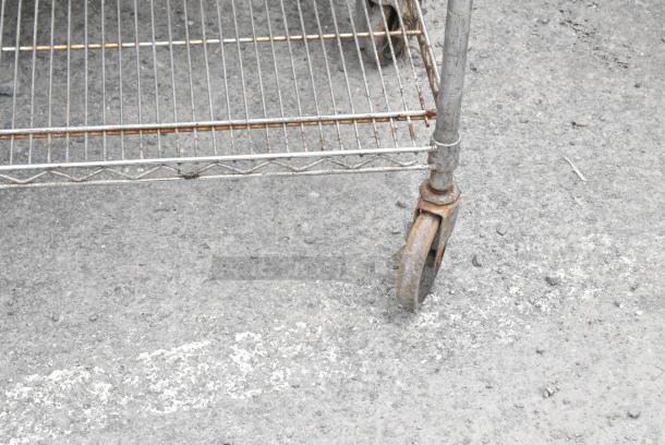 Chrome Finish 3 Tier Wire Shelving Unit on Commercial Casters. BUYER MUST DISMANTLE. PCI CANNOT DISMANTLE FOR SHIPPING. PLEASE CONSIDER FREIGHT CHARGES. - Image 2 of 7