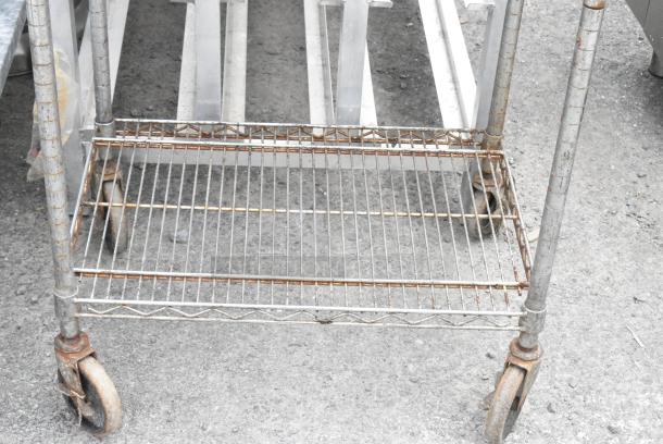 Chrome Finish 3 Tier Wire Shelving Unit on Commercial Casters. BUYER MUST DISMANTLE. PCI CANNOT DISMANTLE FOR SHIPPING. PLEASE CONSIDER FREIGHT CHARGES. - Image 3 of 7