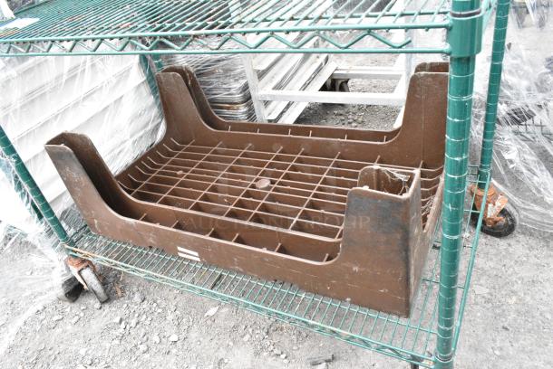 Green Finish 4 Tier Wire Shelving Unit w/ Brown Poly Dunnage Rack. BUYER MUST DISMANTLE. PCI CANNOT DISMANTLE FOR SHIPPING. PLEASE CONSIDER FREIGHT CHARGES. - Image 5 of 7