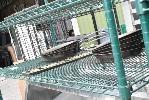 Green Finish 6 Tier Wire Shelving Unit on Commercial Casters w/ Contents Including Poly Dunnage Rack and Shelf. BUYER MUST DISMANTLE. PCI CANNOT DISMANTLE FOR SHIPPING. PLEASE CONSIDER FREIGHT CHARGES. - Image 6 of 10