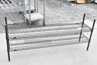 Black Finish 2 Tier Wire Shelving Unit. BUYER MUST DISMANTLE. PCI CANNOT DISMANTLE FOR SHIPPING. PLEASE CONSIDER FREIGHT CHARGES.