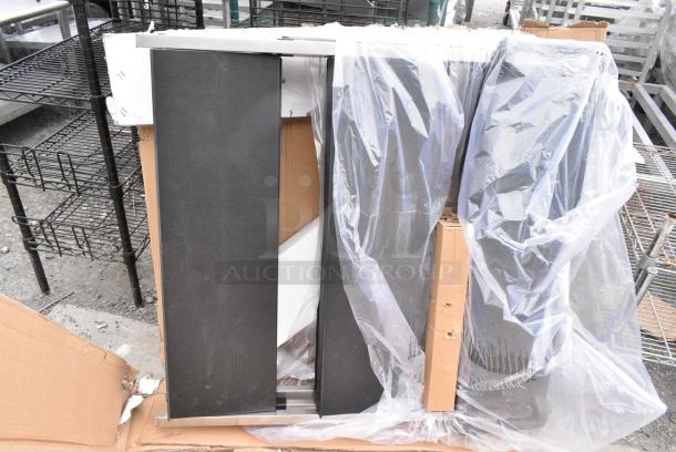 BRAND NEW SCRATCH AND DENT! Lavex 475CARTFD3LG 36 5/8" x 20" x 36 5/8" Large Black 3-Shelf Folding Plastic Utility Cart with Ergonomic Handles. May Be Missing Pieces. - Image 2 of 3