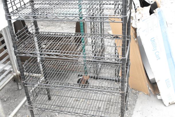 Black Finish 7 Tier Wire Shelving Unit. BUYER MUST DISMANTLE. PCI CANNOT DISMANTLE FOR SHIPPING. PLEASE CONSIDER FREIGHT CHARGES. - Image 3 of 5