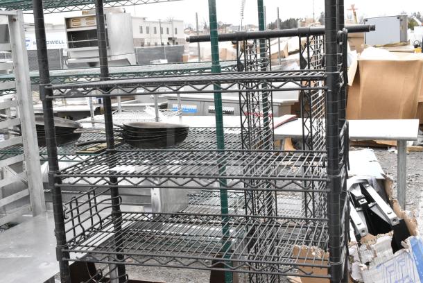 Black Finish 7 Tier Wire Shelving Unit. BUYER MUST DISMANTLE. PCI CANNOT DISMANTLE FOR SHIPPING. PLEASE CONSIDER FREIGHT CHARGES. - Image 4 of 5