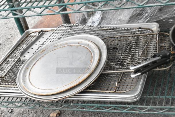 Green Finish 6 Tier Wire Shelving Unit on Commercial Casters w/ Contents Including Stainless Steel Drop In Bins, Skillets, Sauce Pans and Metal Baking Pans. BUYER MUST DISMANTLE. PCI CANNOT DISMANTLE FOR SHIPPING. PLEASE CONSIDER FREIGHT CHARGES. - Image 8 of 17