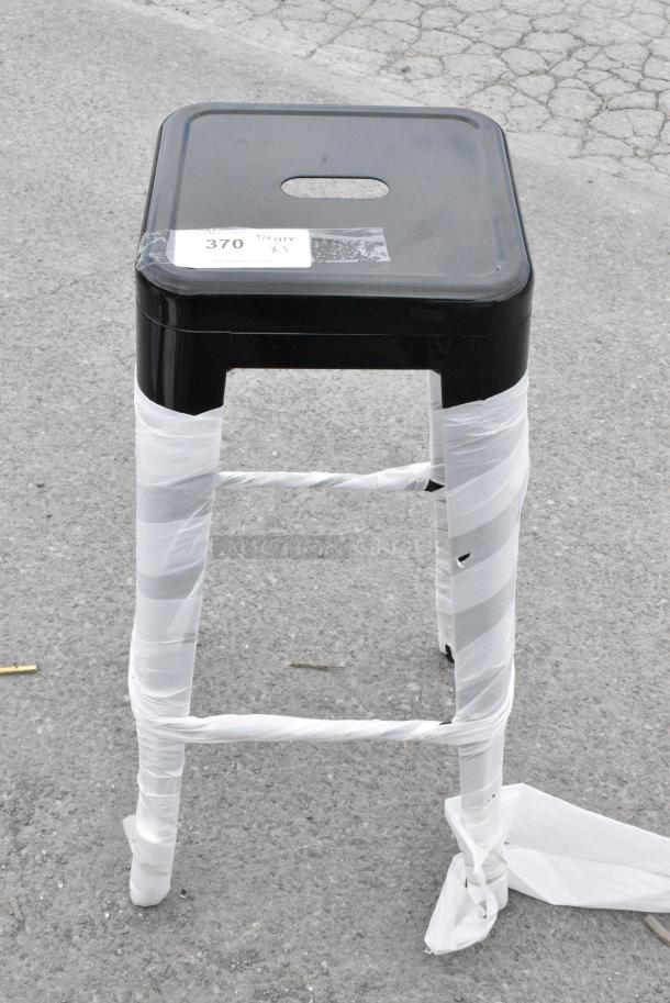 3 BRAND NEW SCRATCH AND DENT! Black Metal Tolix Style Bar Height Stools. 3 Times Your Bid! - Image 1 of 5