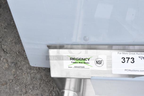 BRAND NEW SCRATCH AND DENT! Regency 600UDT50R 50" 16-Gauge Stainless Steel Soiled / Dirty Undercounter Dishtable - Right Drainboard - Image 6 of 6