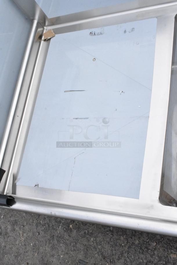 BRAND NEW SCRATCH AND DENT! Regency 600S32028224 115" 16-Gauge Stainless Steel Three Compartment Commercial Sink with 2 Drainboards - 20" x 28" x 14" Bowls. No Legs - Image 7 of 8
