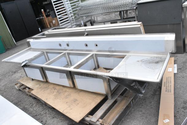 BRAND NEW SCRATCH AND DENT! Regency 600S32323224 Stainless Steel 3 Bay Sink w/ Dual Drain Boards. No Legs. - Image 2 of 8