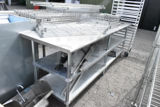 Stainless Steel Table w/ 2 Metal Under Shelf and Contents Including Wire Shelves