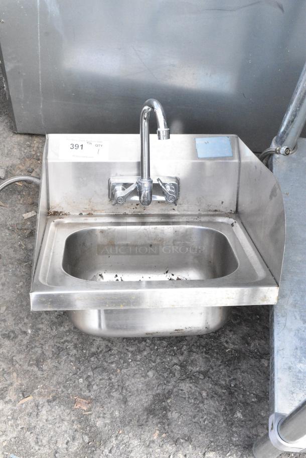 Stainless Steel Single Bay Sink w/ Faucet, Handles and Side Splash Guards. - Image 1 of 4