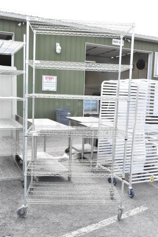 Chrome Finish 6 Tier Wire Shelving Unit on Commercial Casters. BUYER MUST DISMANTLE. PCI CANNOT DISMANTLE FOR SHIPPING. PLEASE CONSIDER FREIGHT CHARGES.