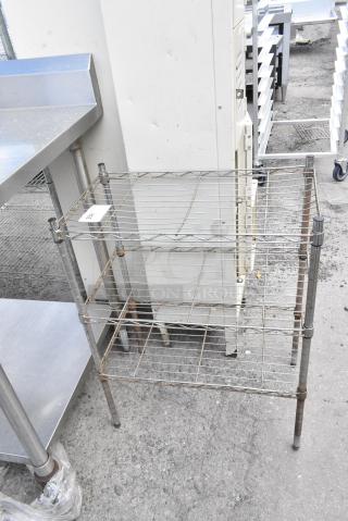 Chrome Finish 3 Tier Wire Shelving Unit. BUYER MUST DISMANTLE. PCI CANNOT DISMANTLE FOR SHIPPING. PLEASE CONSIDER FREIGHT CHARGES.