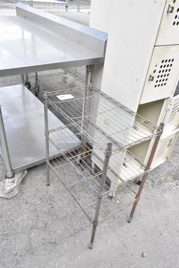 Chrome Finish 3 Tier Wire Shelving Unit. BUYER MUST DISMANTLE. PCI CANNOT DISMANTLE FOR SHIPPING. PLEASE CONSIDER FREIGHT CHARGES. - Image 2 of 5
