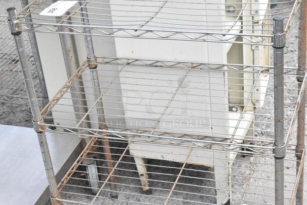 Chrome Finish 3 Tier Wire Shelving Unit. BUYER MUST DISMANTLE. PCI CANNOT DISMANTLE FOR SHIPPING. PLEASE CONSIDER FREIGHT CHARGES. - Image 4 of 5
