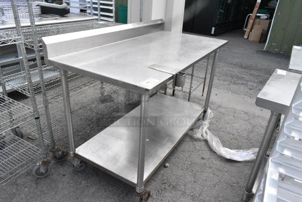 Stainless Steel Table w/ Commercial Can Opener Mount, Metal Under Shelf and Back Splash on Commercial Casters. - Image 2 of 6