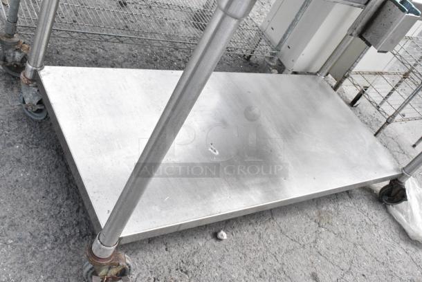 Stainless Steel Table w/ Commercial Can Opener Mount, Metal Under Shelf and Back Splash on Commercial Casters. - Image 5 of 6