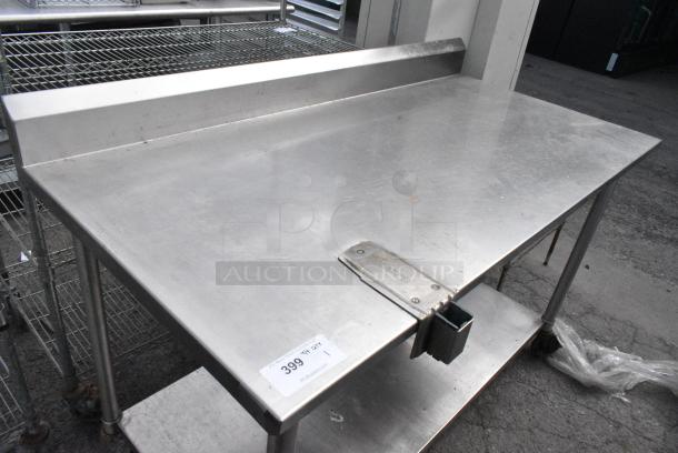 Stainless Steel Table w/ Commercial Can Opener Mount, Metal Under Shelf and Back Splash on Commercial Casters. - Image 6 of 6
