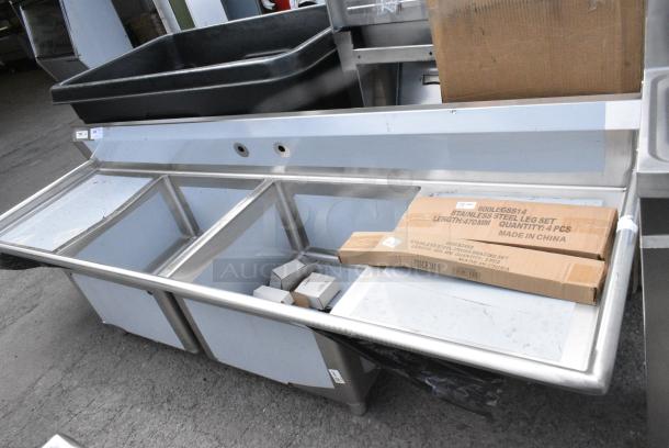 BRAND NEW SCRATCH AND DENT! Regency 600S22424224 Stainless Steel 2 Bay Sink w/ Dual Drain Boards. - Image 2 of 9