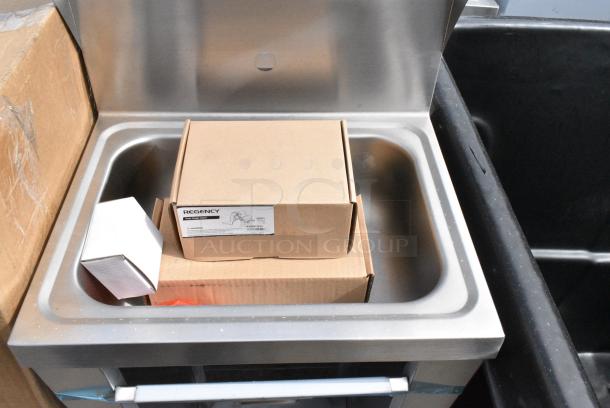 BRAND NEW SCRATCH AND DENT! Regency 600HS17FPB Hands Free Hand Sink with Pedestal Base - Image 3 of 7